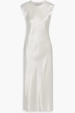 Vince Crinkled-satin midi dress - Gray