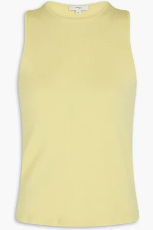 Vince Ribbed Pima cotton-jersey tank - Yellow