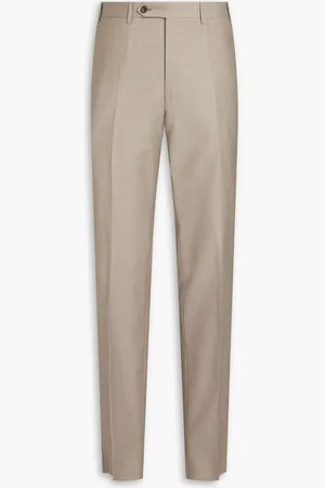 CANALI Mélange wool-twill pants - Neutral