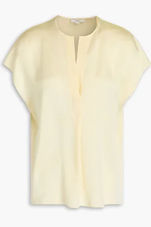 Vince Silk-satin top - Yellow