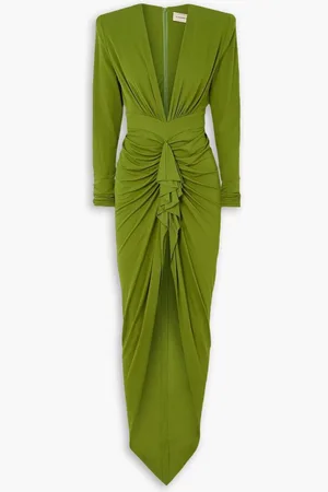 ALEXANDRE VAUTHIER Ruffled ruched stretch-crepe maxi dress - Green