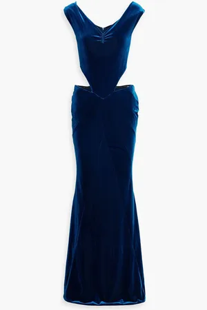 Retrofete Giada off-the-shoulder cutout velvet gown - Blue