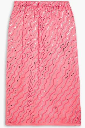 Marni Sequin-embellished satin midi skirt - Pink