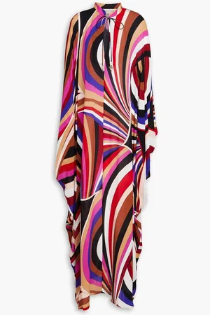 Puccini Embellished printed crepon kaftan