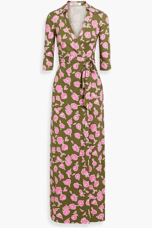 Diane von Furstenberg Abigail floral-print silk maxi wrap dress - Green