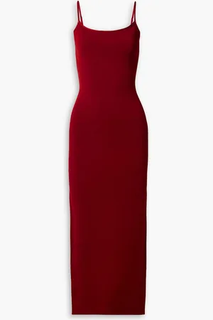 GALVAN Bella stretch-knit midi dress - Burgundy