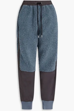 J.W.Anderson Faux shearling-paneled cotton-blend track pants - Blue