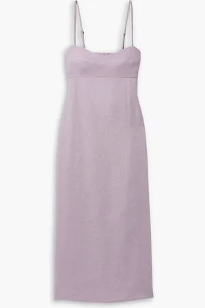 Haight Agatha cutout linen-blend midi dress - Purple