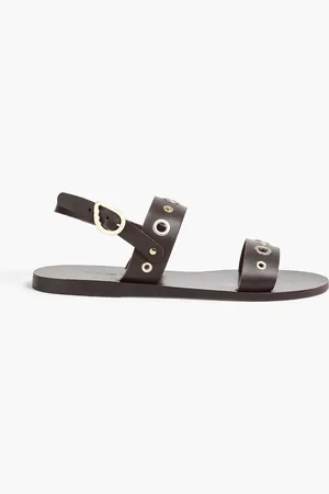 Ancient Greek Sandals Dinami eyelet-embellished leather slingback sandals - Brown