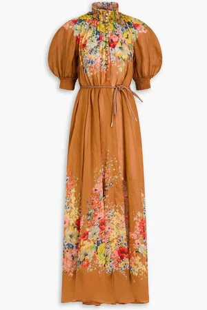 ZIMMERMANN Floral-print ramie maxi dress - Brown
