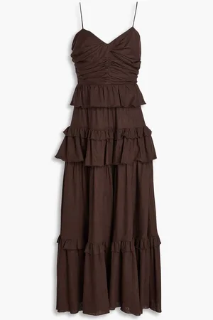 Diane von Furstenberg Kali tiered woven midi dress - Brown