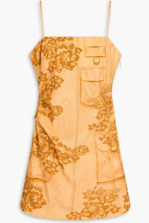 Acne Studios Printed linen-blend mini dress - Yellow