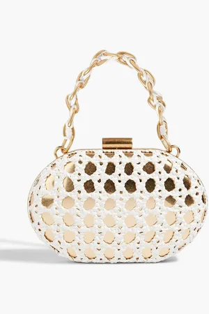 Simkhai Sol macramé leather and -tone clutch - Metallic