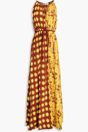 Diane von Furstenberg Darla printed crepe de chine maxi dress - Yellow