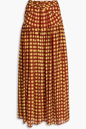 Diane von Furstenberg Amira gathered printed chiffon maxi skirt - Red