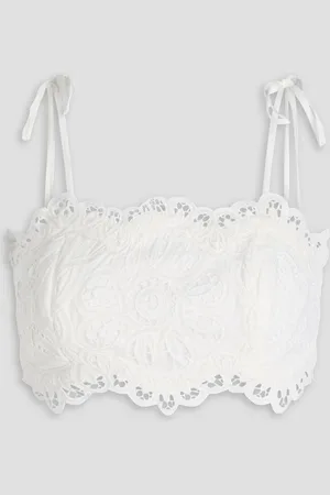 ZIMMERMANN Embellished guipure lace cotton bra top