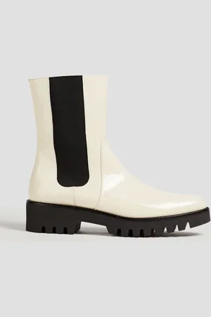 THEORY Patent-leather chelsea boots - White