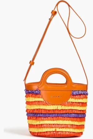 Marni Tropicalia leather-trimmed faux raffia bucket bag