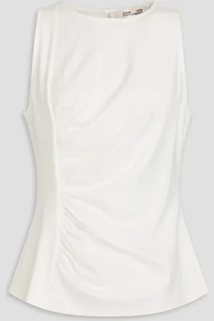 Diane von Furstenberg Poseidon ruched jersey top - White