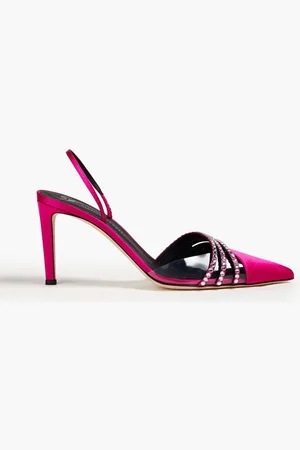 Giuseppe Zanotti Braquel 85 crystal-embellished PVC and satin slingback pumps - Pink