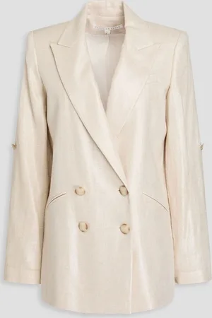 VERONICA BEARD Parineti Dickey double-breasted metallic linen-blend blazer - White