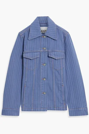 Ganni Striped denim jacket - Blue