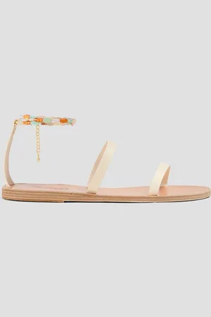 Ancient Greek Sandals Smirni embellished leather sandals - White