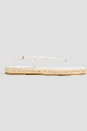 Tory Burch Embellished leather slingback sandals - White