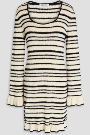 By Malene Birger Mailey striped intarsia cotton-blend mini dress - White