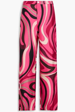 Puccini Printed silk-twill wide-leg pants - Pink