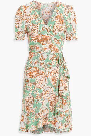 Diane von Furstenberg Emilia floral-print crepe mini wrap dress - Green