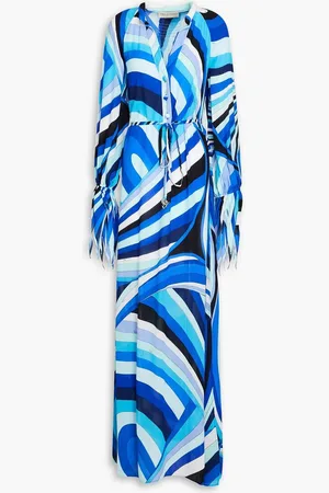 Puccini Belted printed crepon maxi dress