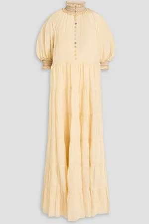 ZIMMERMANN Tiered ramie maxi dress - White