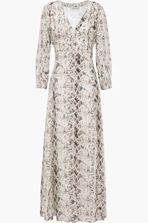 Nicholas Snake-print silk crepe de chine maxi shirt dress - White