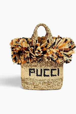 Puccini Fringed faux raffia tote - Neutral