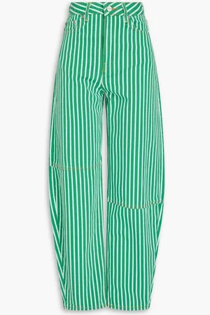 Ganni Striped high-rise barrel-leg jeans