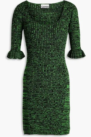 Ganni Marled ribbed-knit mini dress