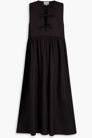 Ganni Gathered cotton midi dress