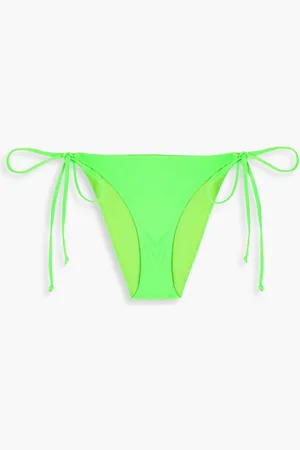 Ganni Tie-detailed bikini briefs - Green