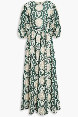Agua by Agua Bendita Raquel embroidered linen maxi dress - Green