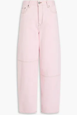Ganni High-rise barrel-leg jeans - Pink