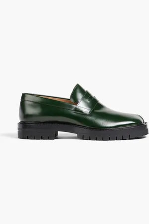 Maison Margiela Tabi split-toe glossed-leather penny loafers - Green