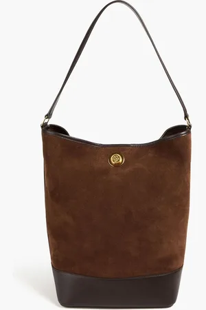 Altuzarra North/South leather-trimmed suede bucket bag - Brown