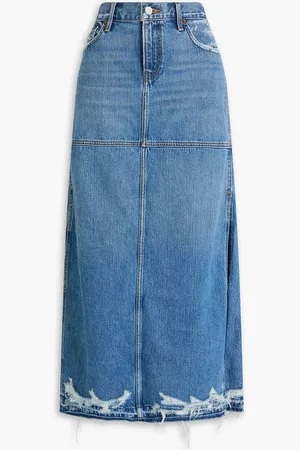 RE/DONE Distressed denim maxi skirt - Blue