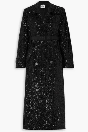 Self-Portrait Belted sequined crepe trench coat