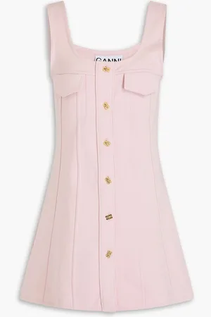 Ganni Cotton-fleece mini dress - Pink