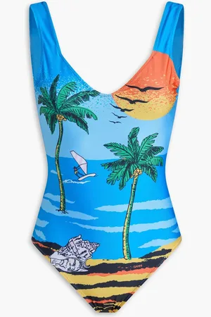 Ganni Printed swimsuit - Blue