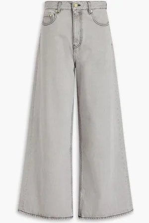 Ganni High-rise wide-leg jeans - Gray