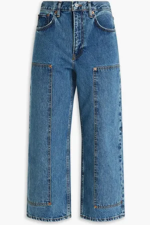 RE/DONE Shortie cropped high-rise wide-leg jeans - Blue