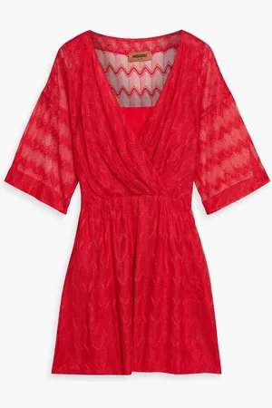 Missoni Wrap-effect crochet-knit silk-blend mini dress